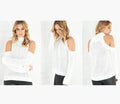 Solid Color High Neck Off-Shoulder Knit Sweater for Women