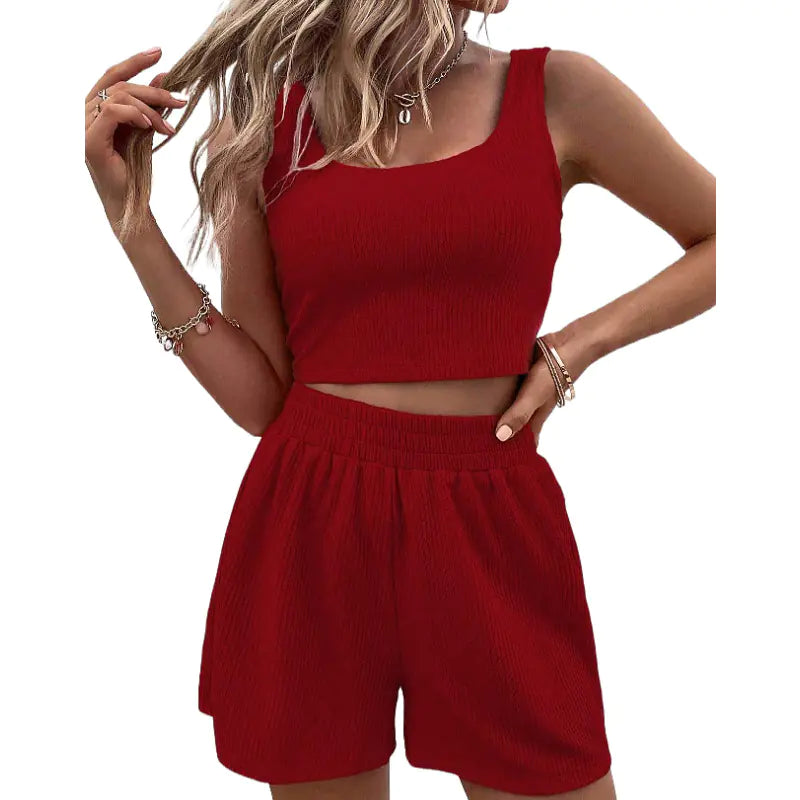 2023 Summer Women's Casual Knitted Sleeveless Outfit