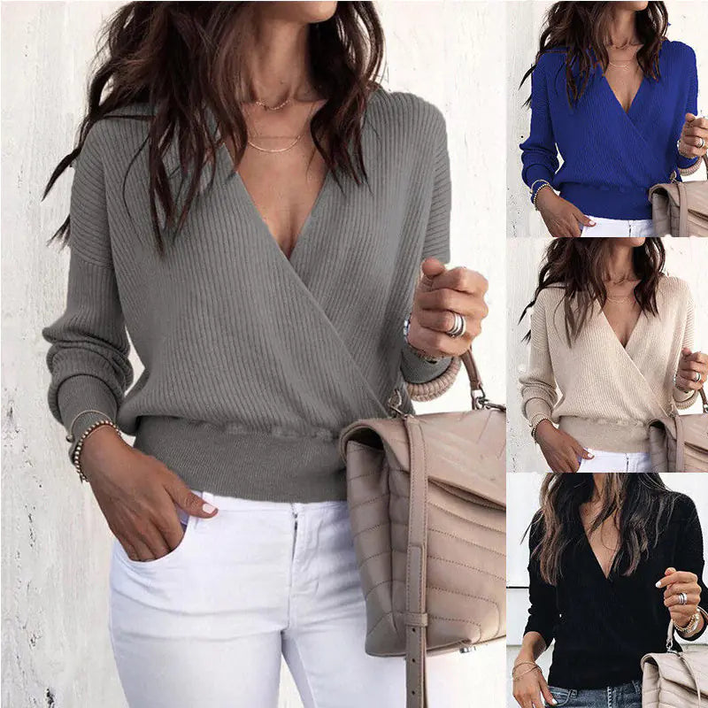 Deep V-Neck Bat Sleeve Top