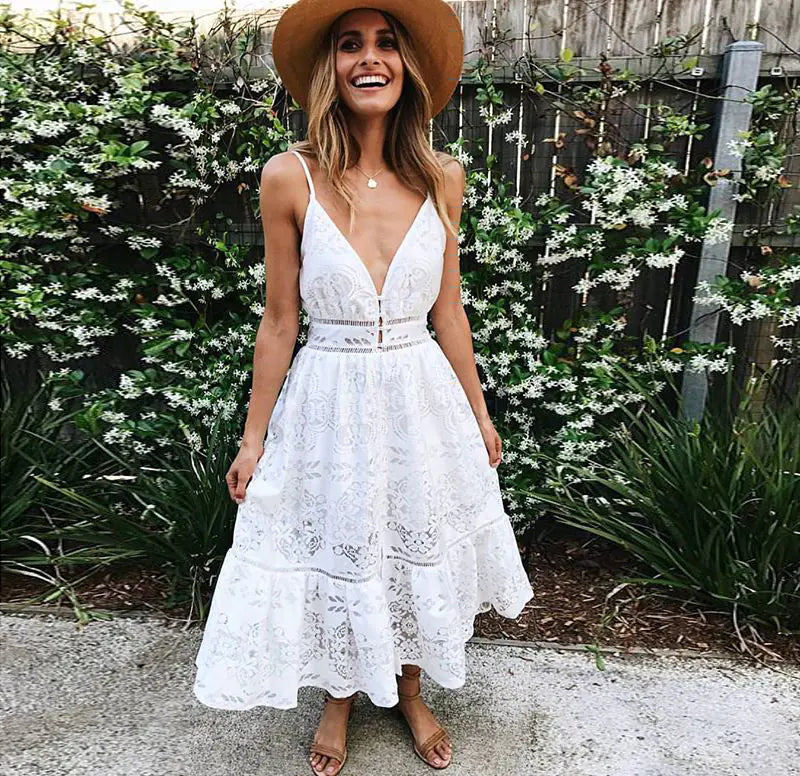 Lace Backless Maxi Dress
