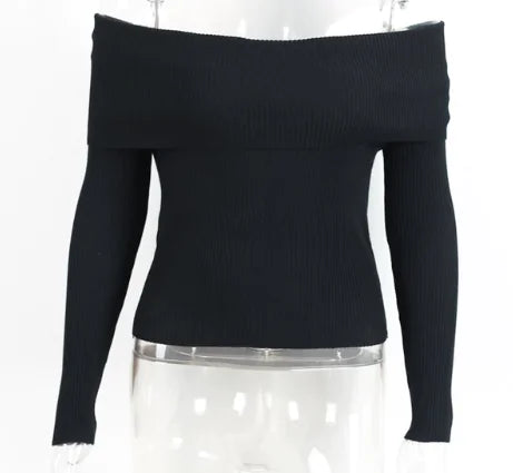 Sexy Off-Shoulder Knit Sweater Top for Women
