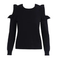 Off-Shoulder Ruffled Knit Sweater