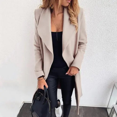 Wool Coat with Lace-Up Lapel