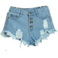 High-Waisted Distressed Denim Shorts