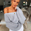 Off-Shoulder Hollow Knit Sweater for Women