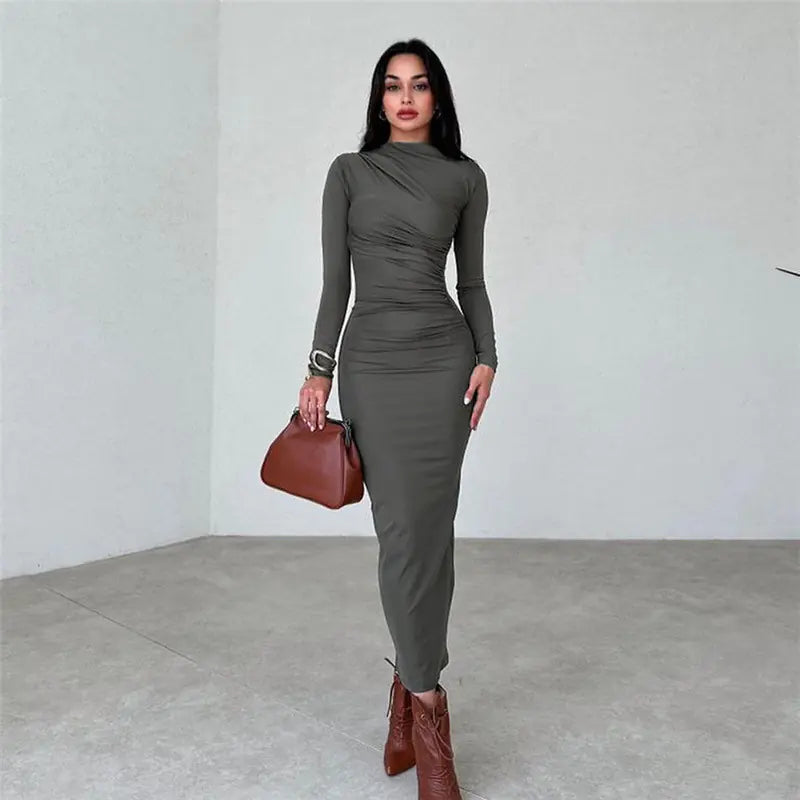 2024 Spring Summer Women's Fashion Long Sleeve Dress