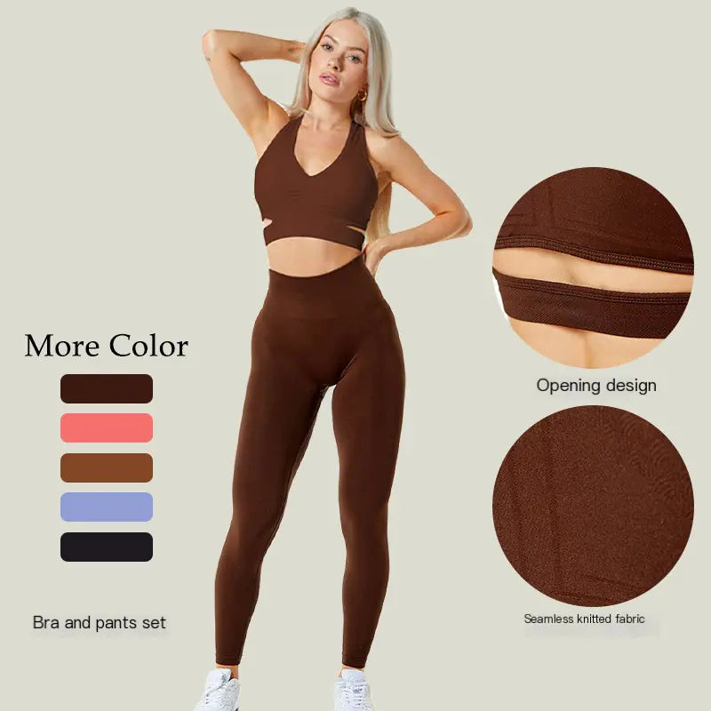 Seamless Yoga Set with High Support Sports Bra & Leggings