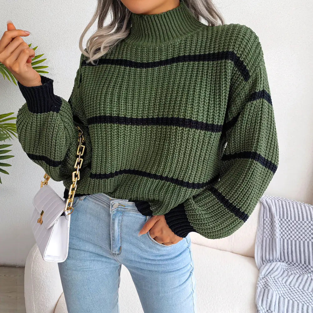 2023 Autumn Winter Striped Knit Sweater for Women