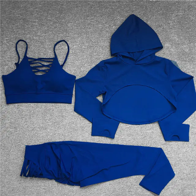 2024 Women's Yoga Set with Cropped Hoodie and Leggings