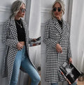 Plaid Blazer Long Wool Coat (One Piece)
