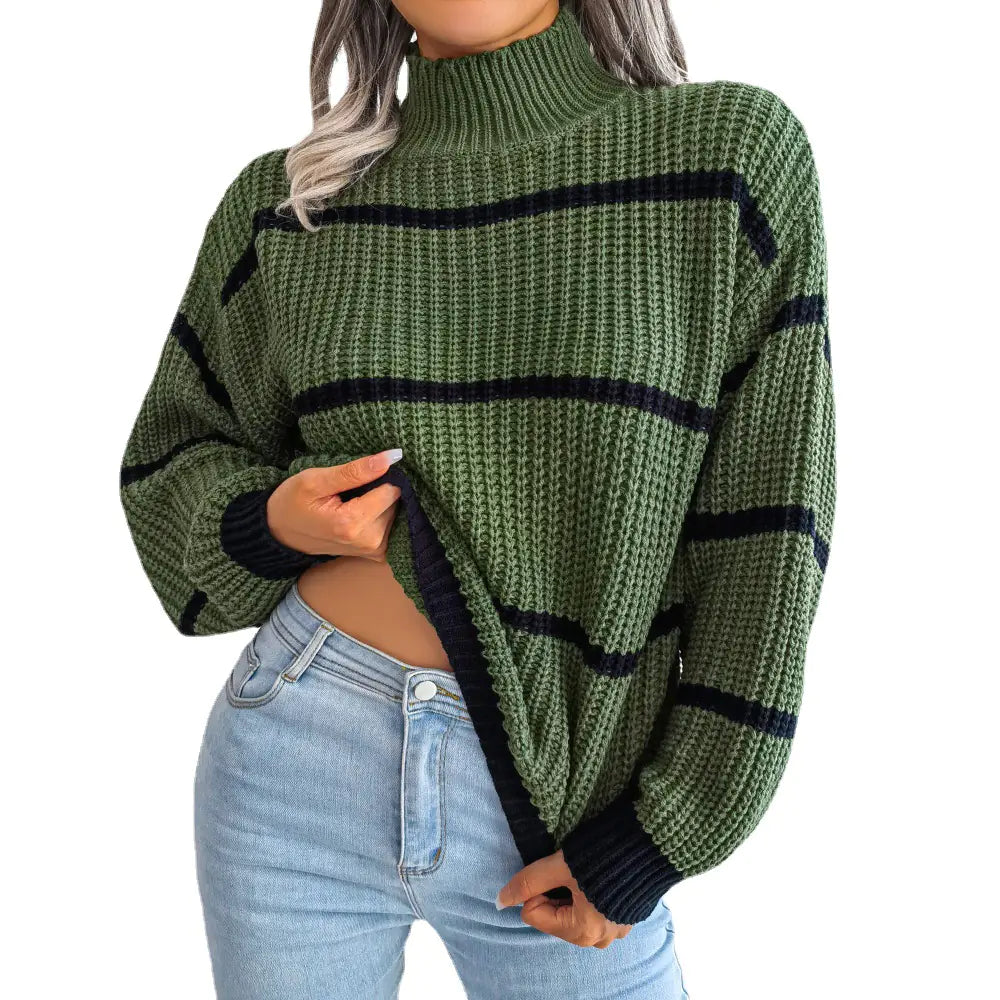 2023 Autumn Winter Striped Knit Sweater for Women