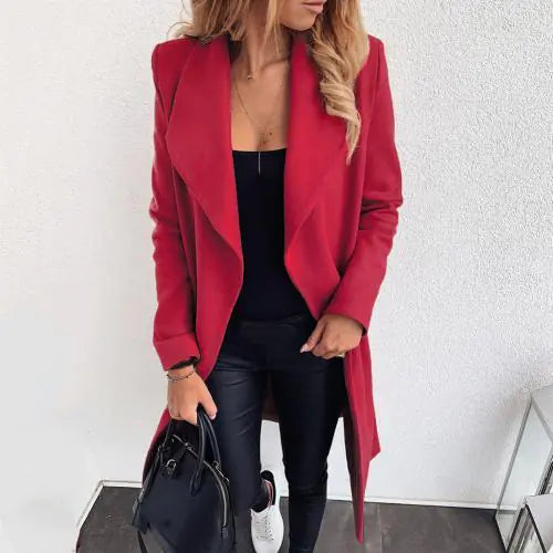 Wool Coat with Lace-Up Lapel