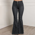 Embellished Stretch Denim Flare Jeans