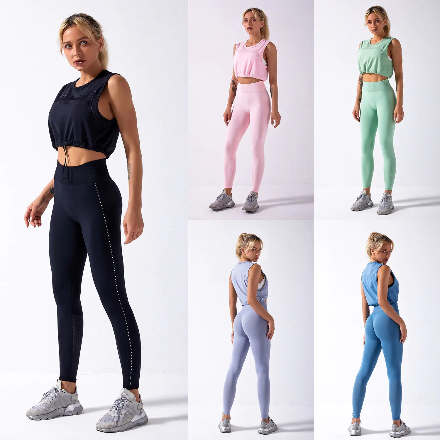 Seamless Yoga Set with Sleeveless Top and Leggings
