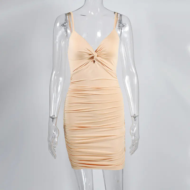 Bodycon Mini Dress with Deep V Neck