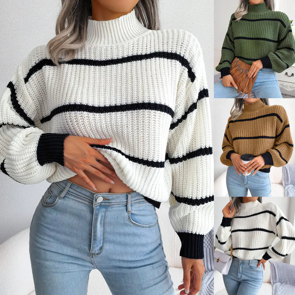 2023 Autumn Winter Striped Knit Sweater for Women