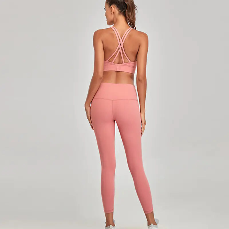 Women's High-Waist Yoga Set with Sport Bra and Leggings