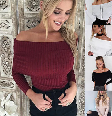 Sexy Off-Shoulder Knit Sweater Top for Women