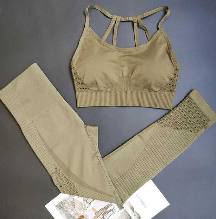 Seamless High-Waist Yoga Pants & Sports Bra Set