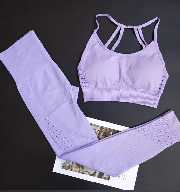 Seamless High-Waist Yoga Pants & Sports Bra Set