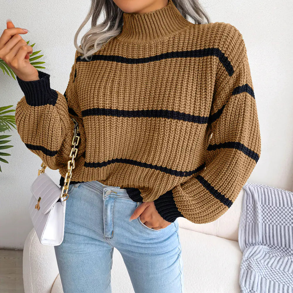 2023 Autumn Winter Striped Knit Sweater for Women