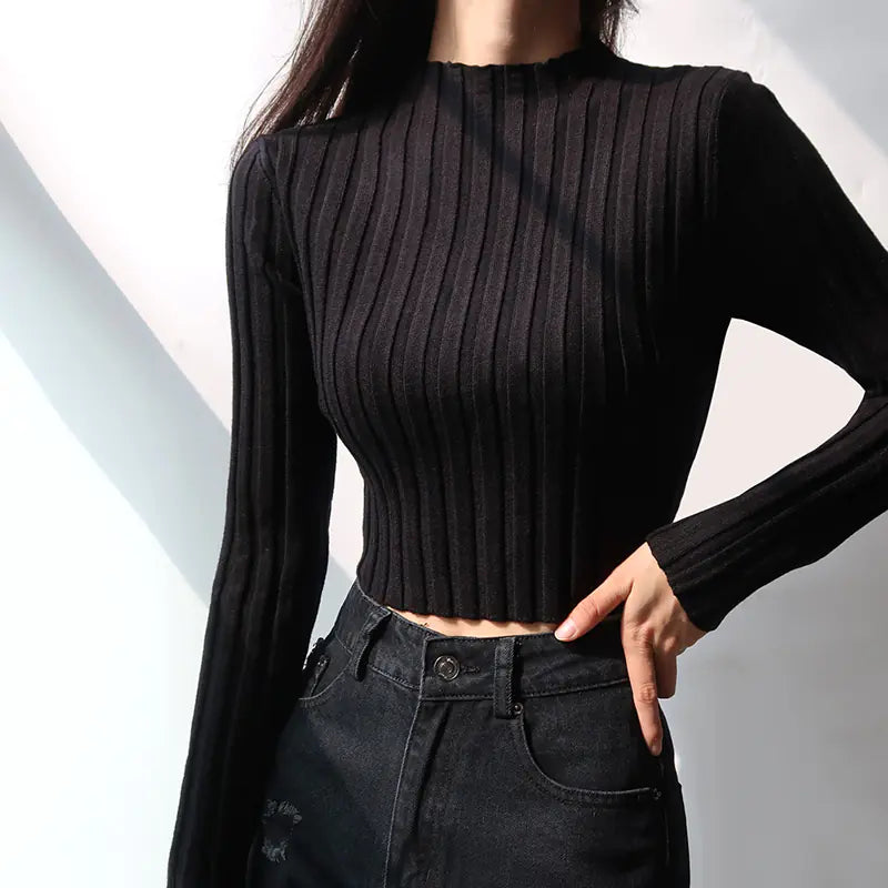 Vintage American Style Long Sleeve Turtleneck Sweater