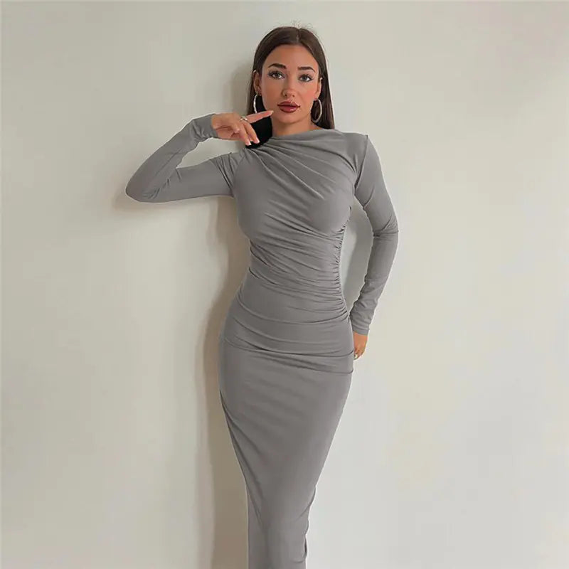 2024 Spring Summer Women's Fashion Long Sleeve Dress