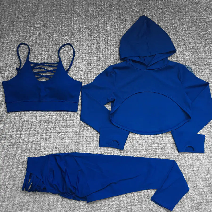 2024 Women's Yoga Set with Cropped Hoodie and Leggings