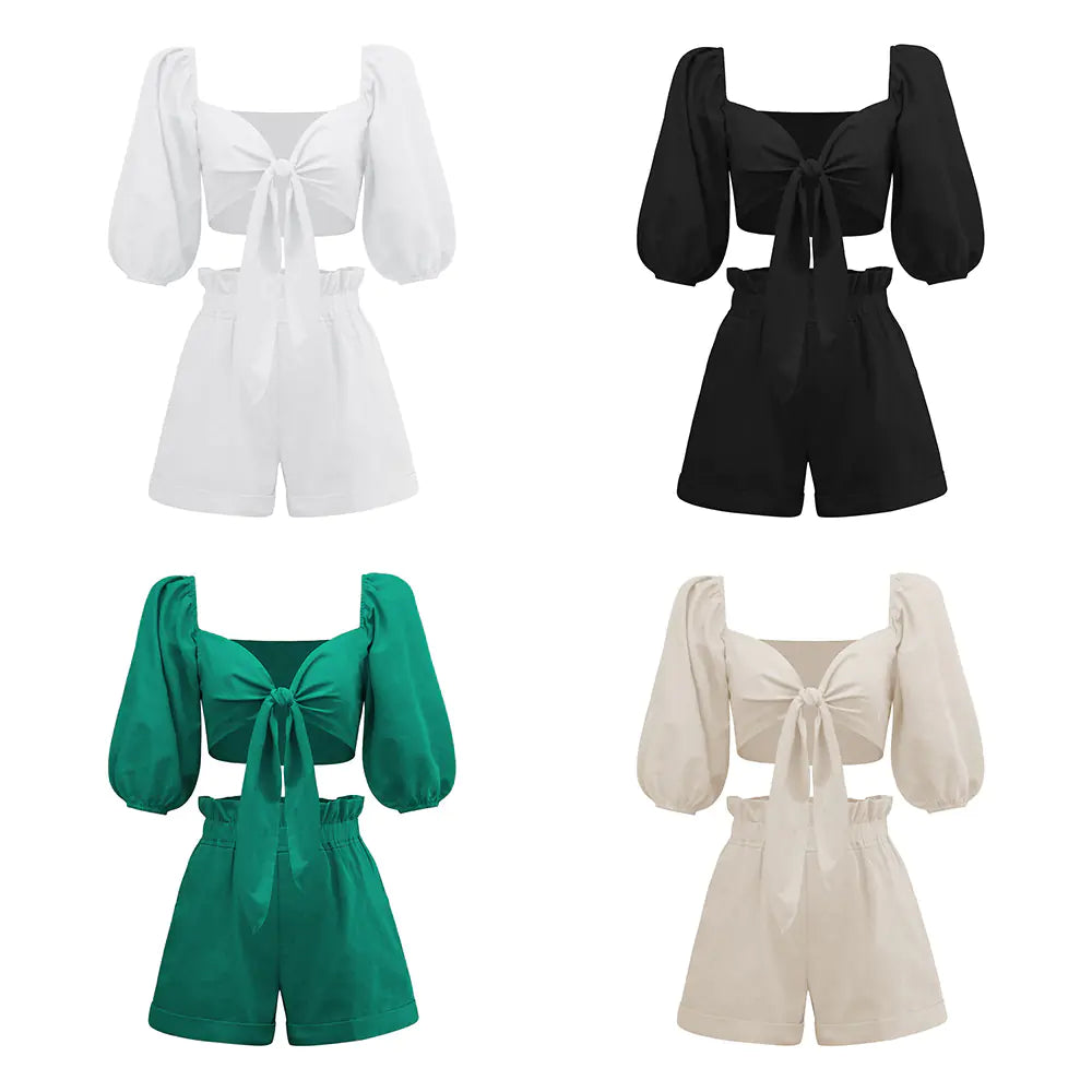 2022 Spring Summer Casual Solid Color Outfit Set