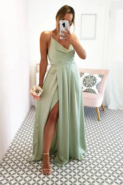 Dress with Split and Straps