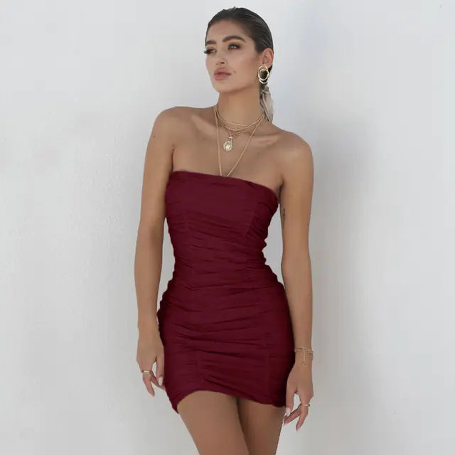 Elegant Strapless Summer Dress for Women (Nightclub Style)