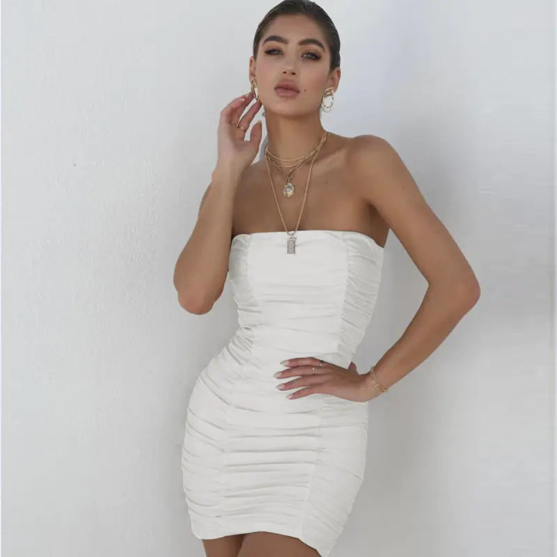 Elegant Strapless Summer Dress for Women (Nightclub Style)