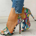 Summer Fashion Floral Peep-Toe High Heels