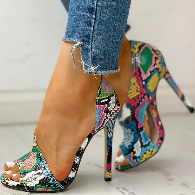Summer Fashion Floral Peep-Toe High Heels