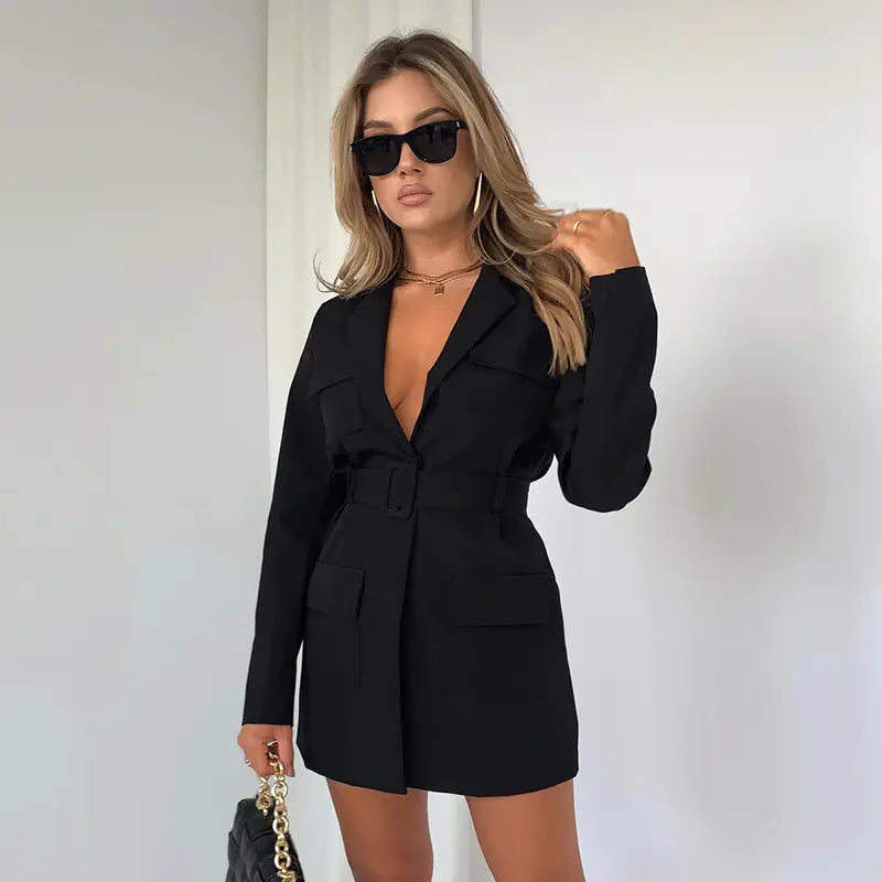 Oversized Long Sleeve Lapel Dress