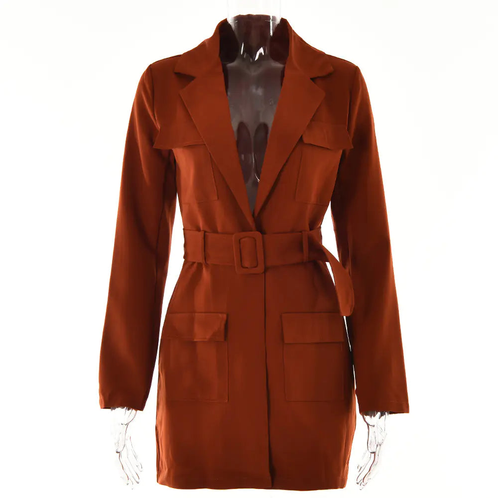 Oversized Long Sleeve Lapel Dress