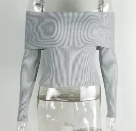 Sexy Off-Shoulder Knit Sweater Top for Women