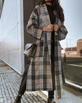 Plaid Long Coat for Women's Fashion (European & American)