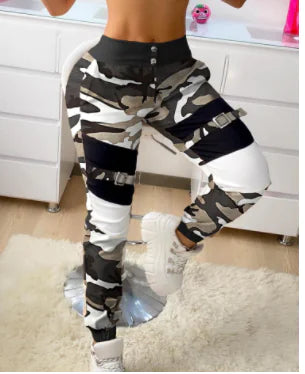 Joggers - Khaki Color Block Style