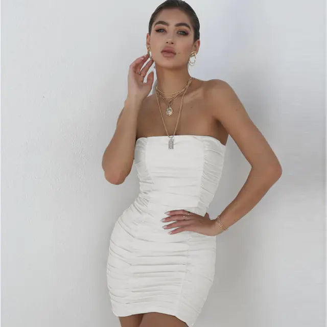 Elegant Strapless Summer Dress for Women (Nightclub Style)