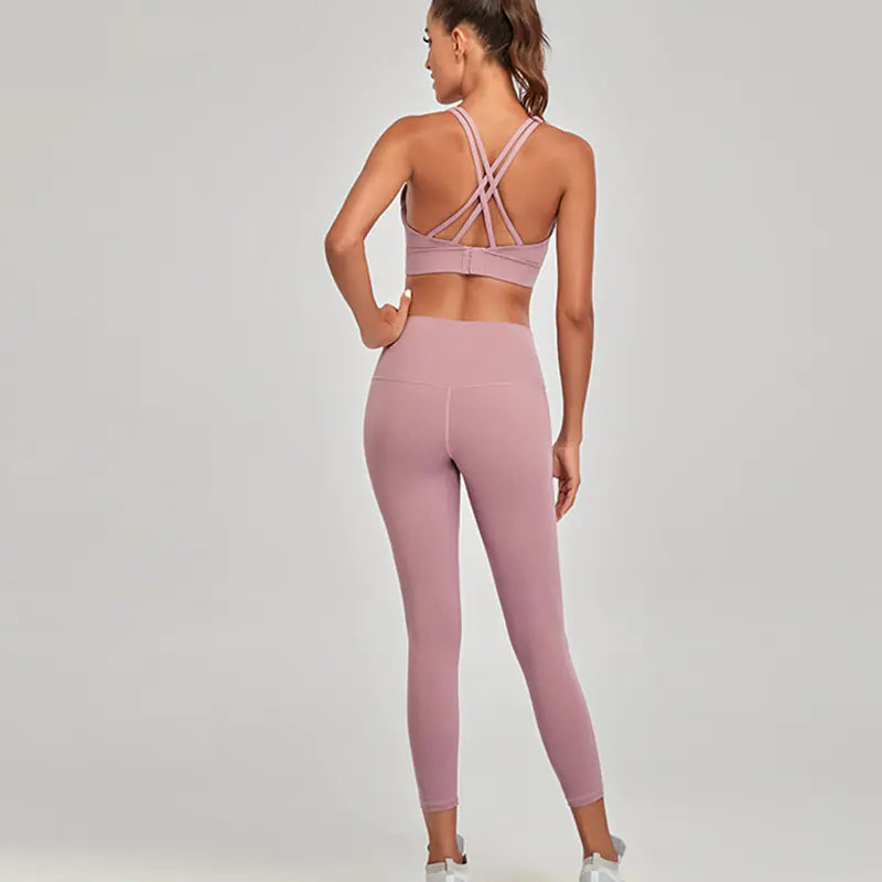 Women's High-Waist Yoga Set with Sport Bra and Leggings