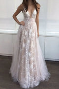 Lace Deep V Long Gown