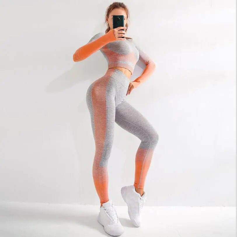 Seamless High-Stretch Yoga Outfit with Crop Top and Leggings