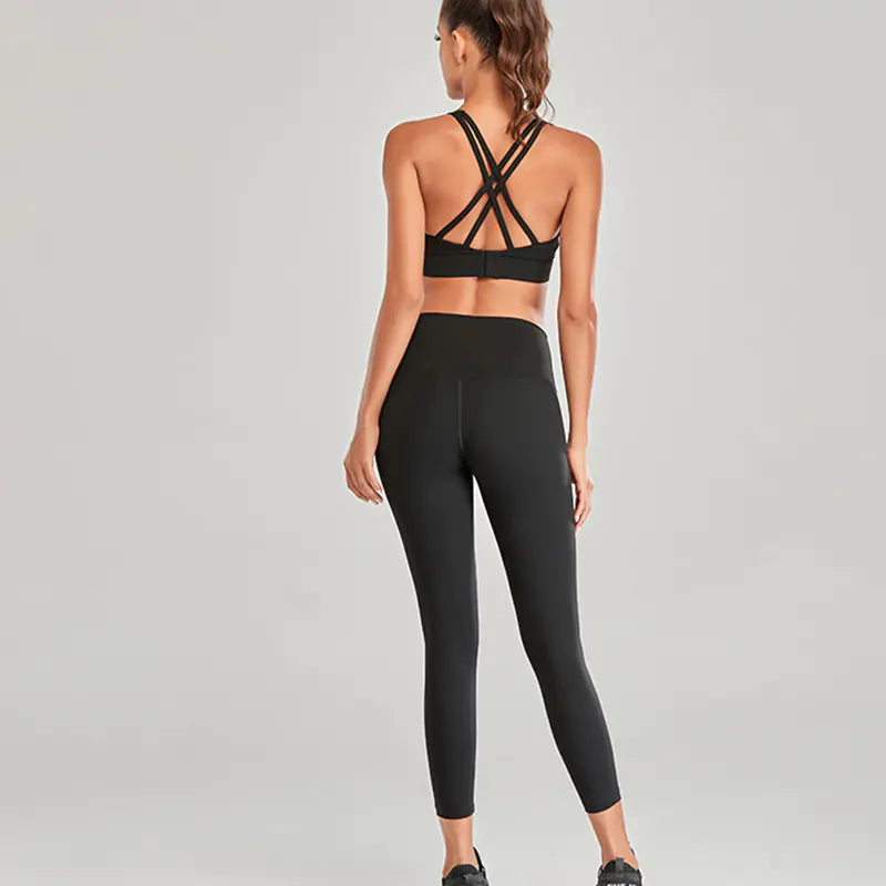Women's High-Waist Yoga Set with Sport Bra and Leggings