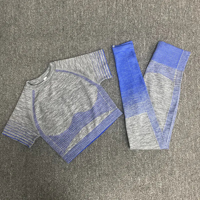 Women's Yoga Set with Short Sleeve and High Waist Leggings