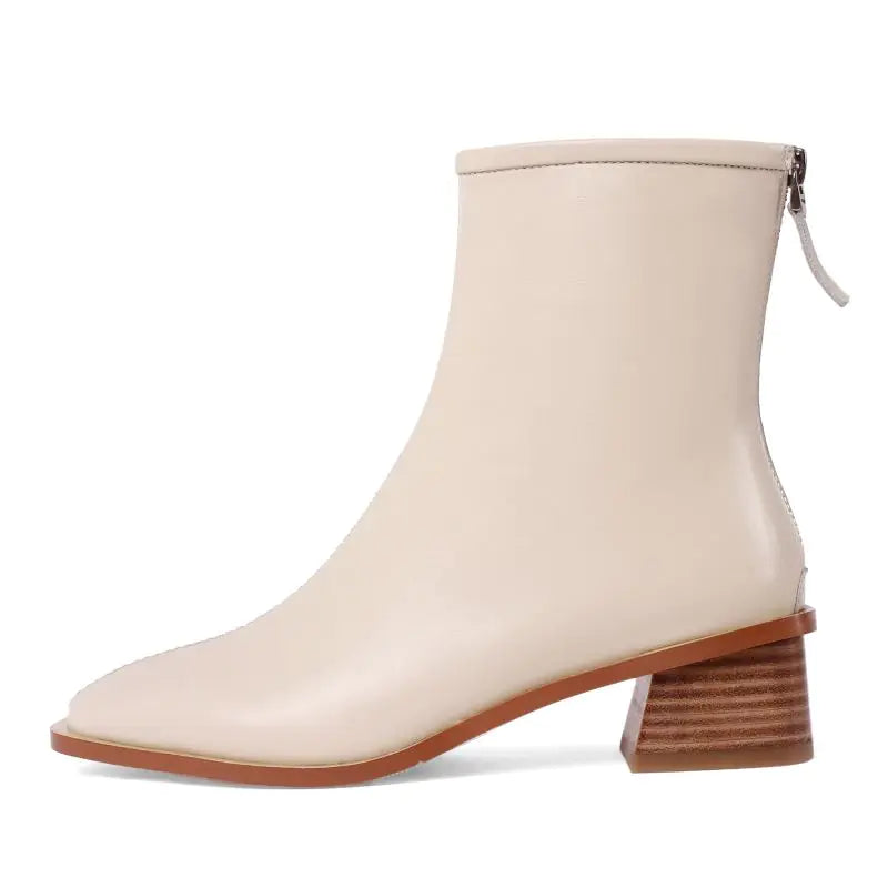 Retro Thick Heel Leather Chelsea Boots